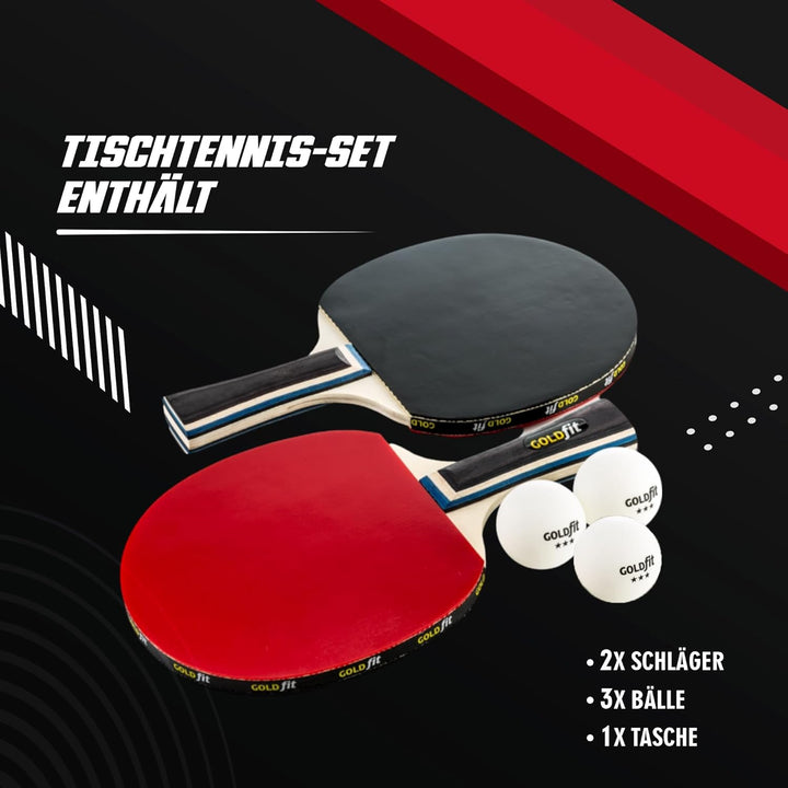 GOLDFIT | Set Tischtennisschläger Profi Tischtennis Set mit Schutzhülle und 3 Bällen | Professionell