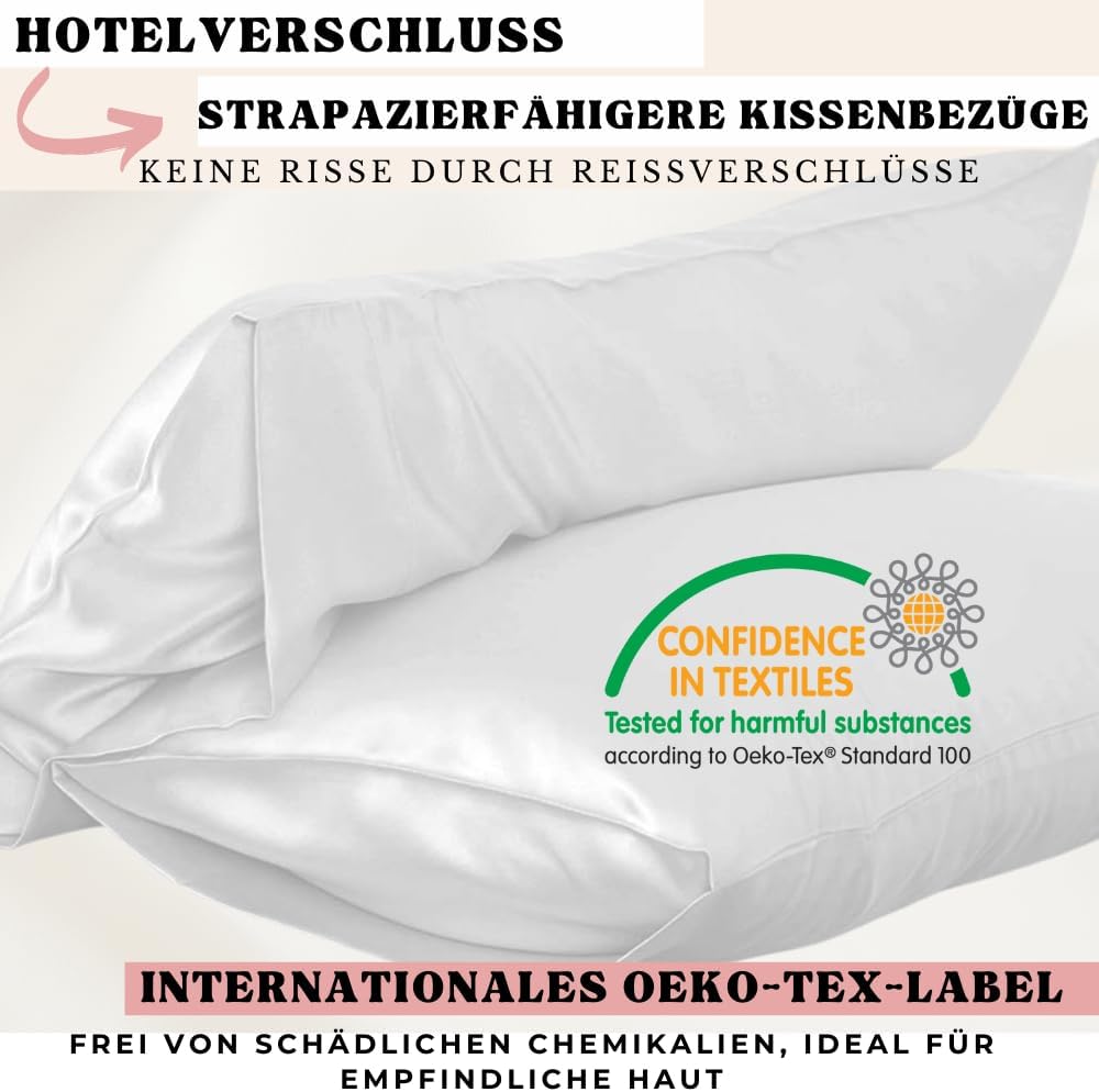 Kopfkissenbezug, 100 % natürliche Maulbeerseide, 25 Momme, hochwertig, Güteklasse 6A, ohne Chemikali