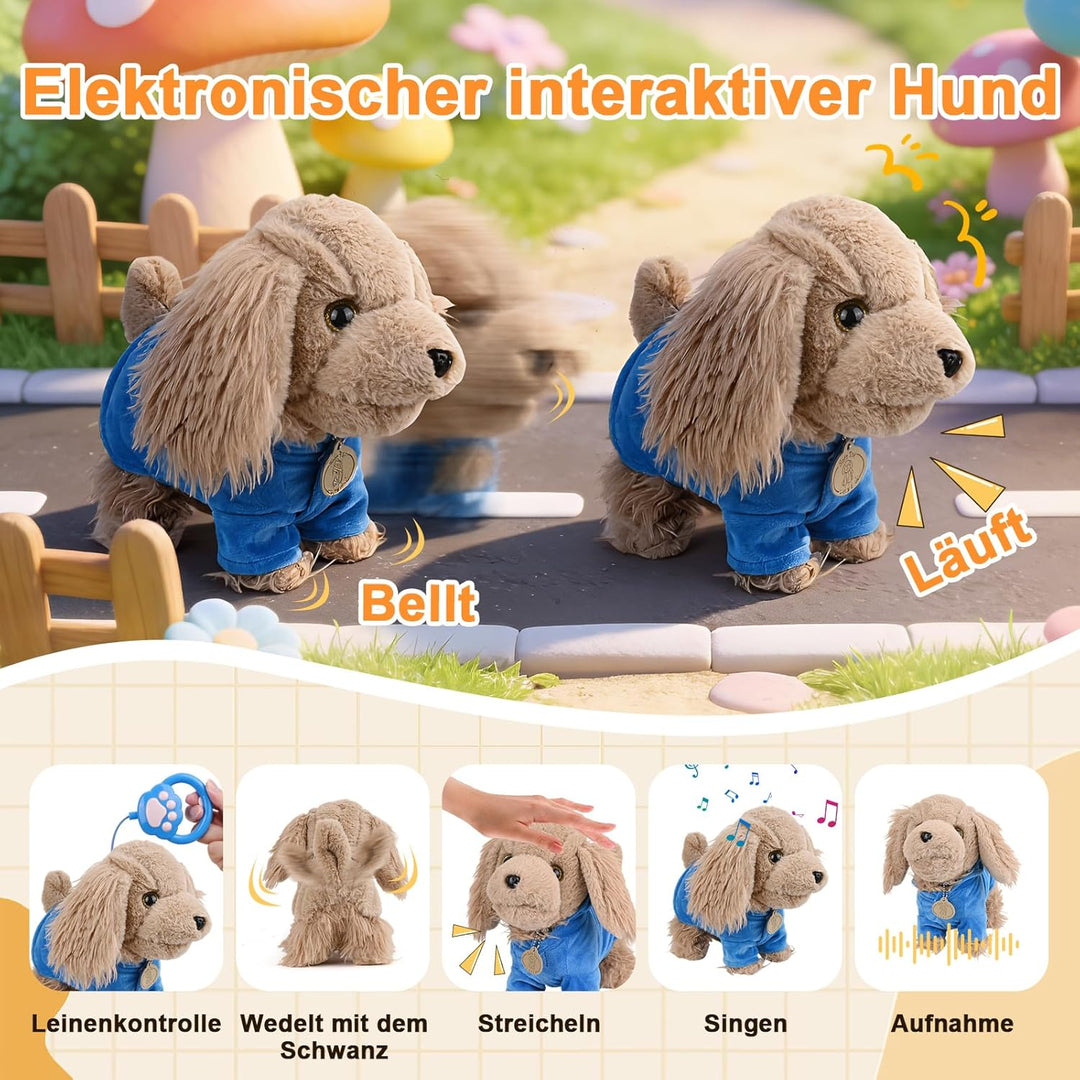 Hund Spielzeug Kinder Spielzeug Hund der Läuft und Bellt,Elektrischer Hund mit Leine,Interaktives Hu