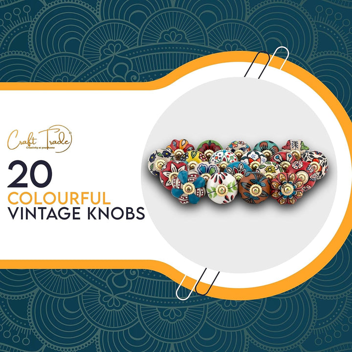 Craft Trade Sortiert Türschrankknopf Boho Antik Keramik-Türknöpfe Kommode Schublade Zieht Hardware K