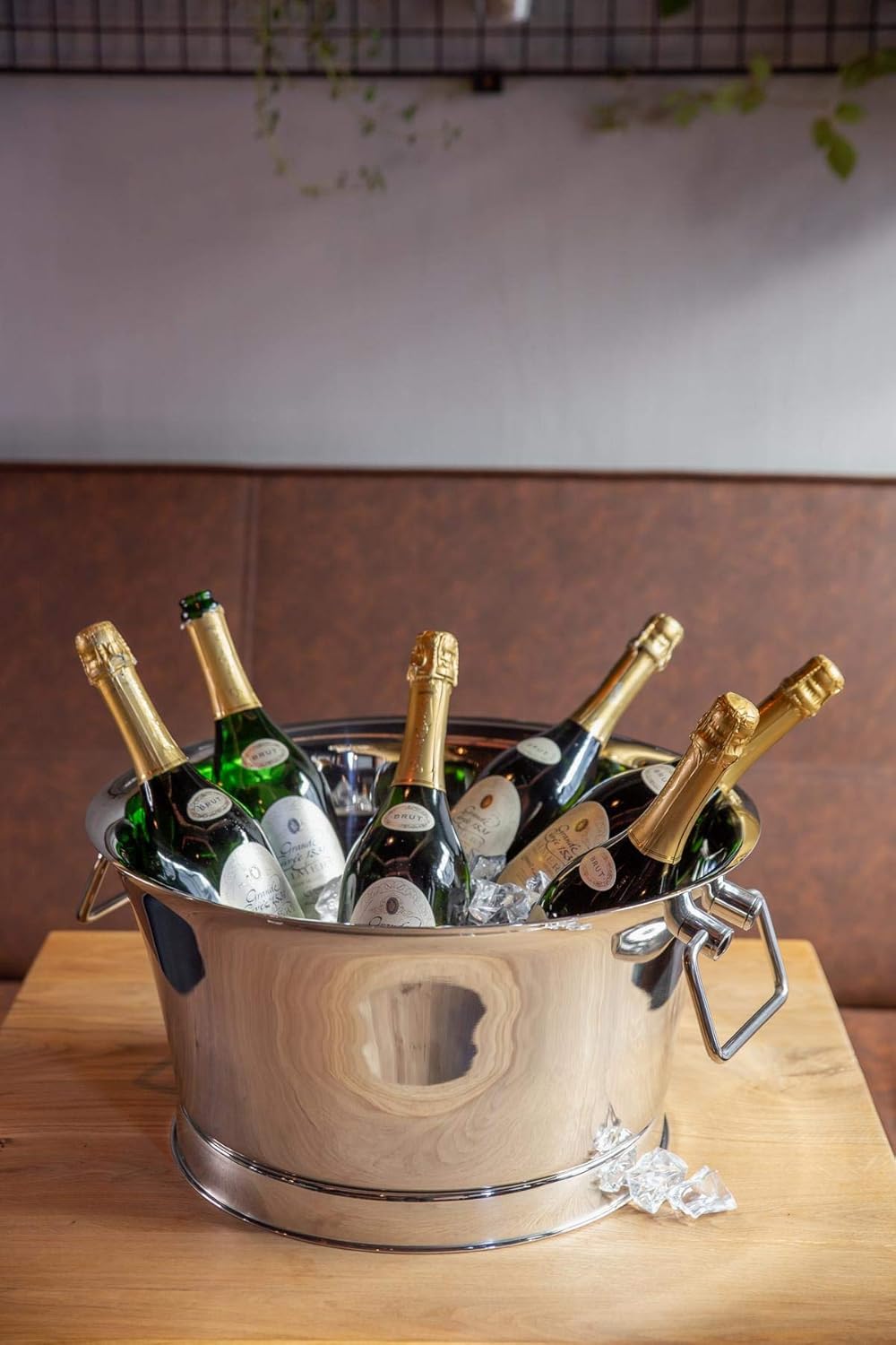 EDZARD Champagner Kühler Samu (Ø 48 cm, gross) aus Edelstahl - Flaschenkühler, Sektkühler doppelwand