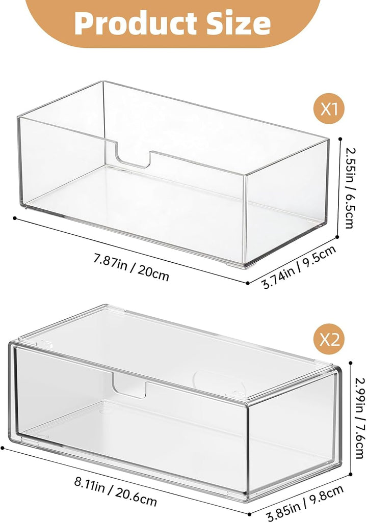 3-Set Schminktisch Organizer mit Schublade, Spiegelschrank Organizer 3er-Set, 3er-Set