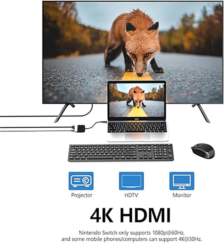Switch TV Dock für Nintendo Switch/OLED, 3 in 1 Switch Portable Dock mit 4K HDMI, USB 3.0 Port, Type