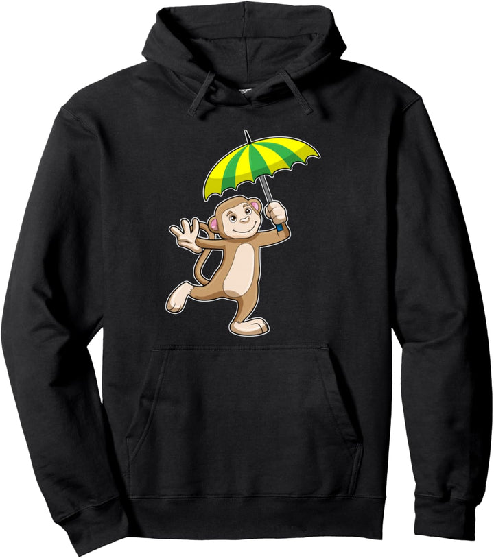 Affe Zirkus Regenschirm Pullover Hoodie