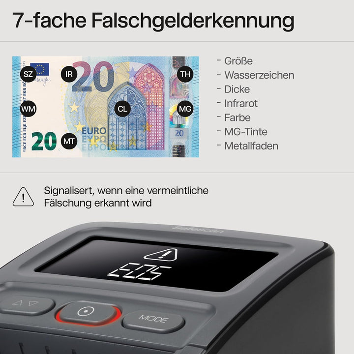 Safescan 155-S automatischer Geldscheinprüfer zur schnellen Überprüfung von Geldscheinen - Falschgel
