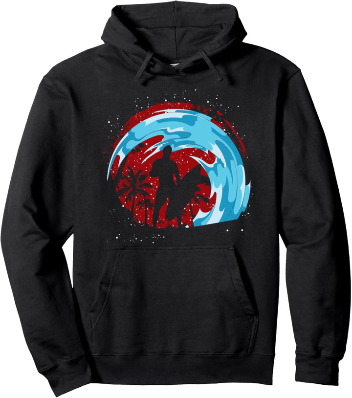 Wassersport Surfer Wellen Surfing Palmen Sommer Surfen Pullover Hoodie