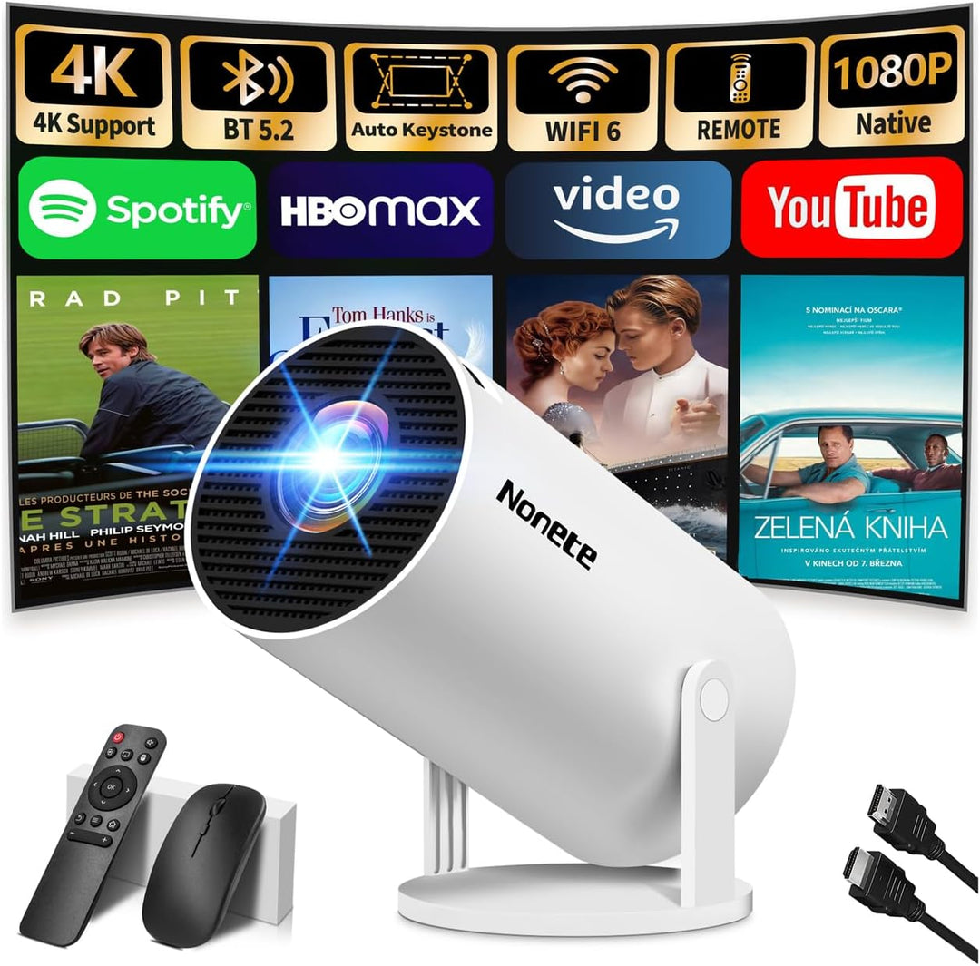 Beamer 4K Projektor Full HD 1080P【2026 Modell】 Mini Beamer mit WiFi 6 und Bluetooth 5.2, Android Tra