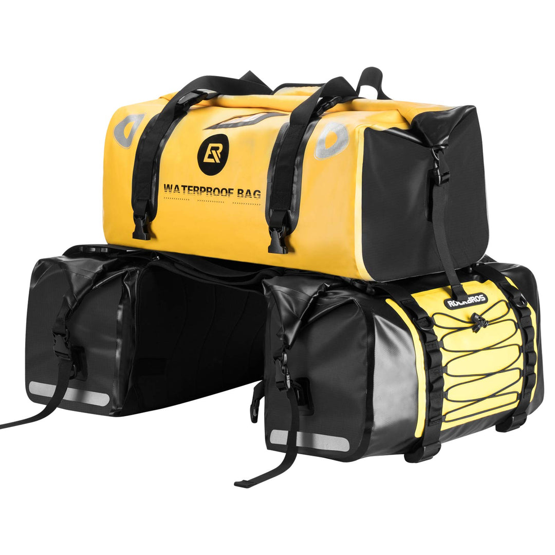 ROCKBROS Motorrad 62L Gepäckträgertaschen + 55L Gepäckrolle 100% Wasserdicht Motorradtaschen PVC Dop