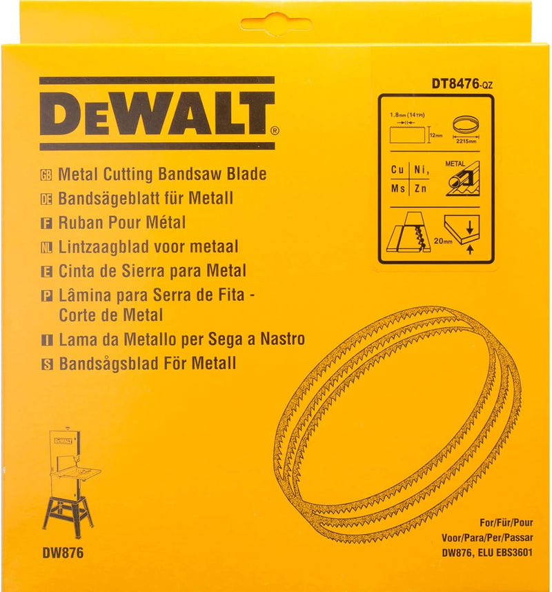 DeWalt Bandsägeblätter für DW 876 (Länge: 2215 mm, Breite: 12 mm, Dicke: 0,6 mm, Zahnteilung: 1,8 mm