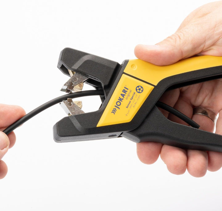 Jokari Abisolierzange Sensor Special (Abisolierbereich ø 4,4 – 7 mm, Abisolierlänge einstellbar, Abm