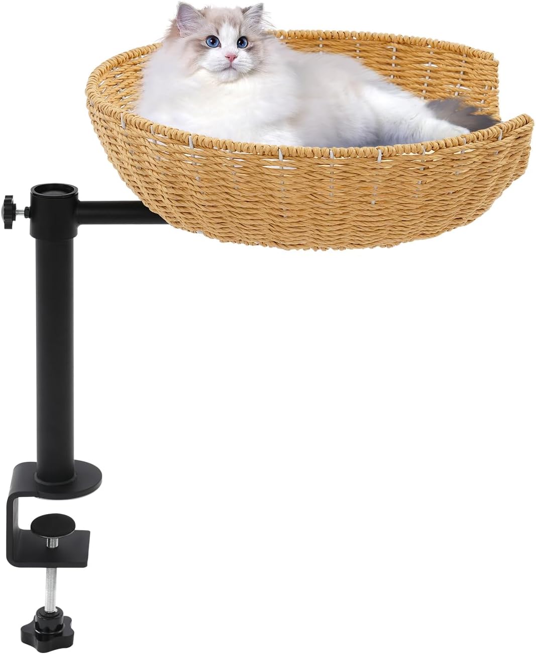Katzenbett für Schreibtisch,360° drehbar Katzenbettständer mit Stahldrahtrahmen,unterstützt bis 22kg
