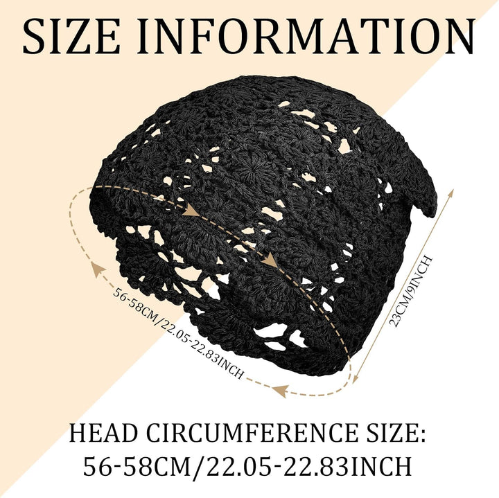 3 Stück Damen Häkelmütze Slouchy Beanie Mütze Handmade Knit Cutout Frauen Floral Skull Cap Dehnbare