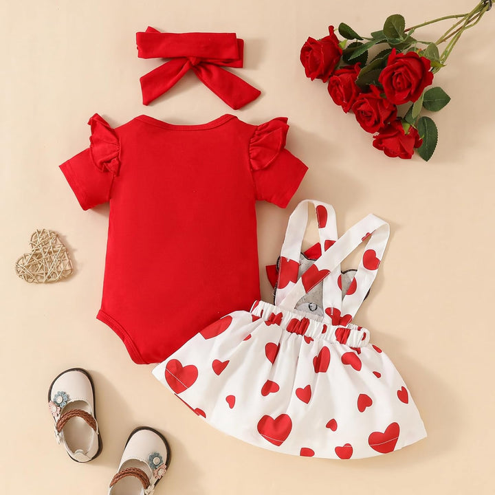 Neugeborenes Baby Mädchen Röcke Sets Rüschen Top + Plaid/Dots/Bowknot Overalls Hosenträger Kleid + S