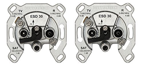 Kathrein ESD 30 Antennen-Steckdose 3-fach (TV, Radio, Sat, Einzelanschlussdose) (2 Stück), 2 Stück