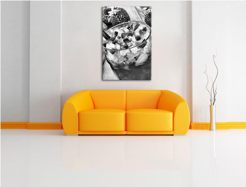 Pixxprint Monocrome, Leckerer Erdbeercocktail, Format: 100x70 auf Leinwand, 100x70
