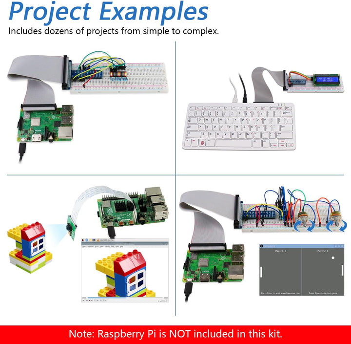 FREENOVE Complete Starter Kit for Raspberry Pi 4 B 3 B+ 400, Python C Java Scratch Code, 708-Page Tu