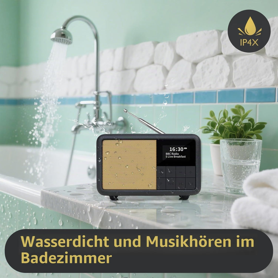LEMEGA CR7 Tragbares Mini DAB+ Radio mit Bluetooth（Akku mit bis zu 12 Stunden Laufzeit,UKW,IPX4 wass