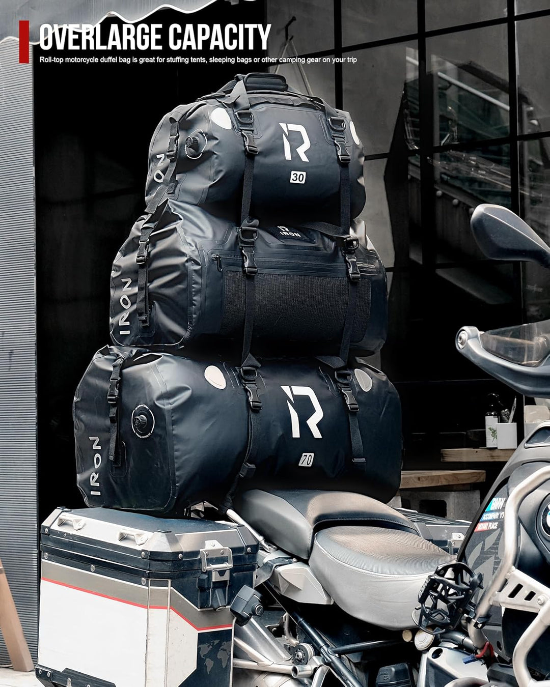 BORLENI Motorrad Hecktasche Gepäckrolle wasserdicht 30L – Premium Motorradtasche mit Rolltop, Reflek