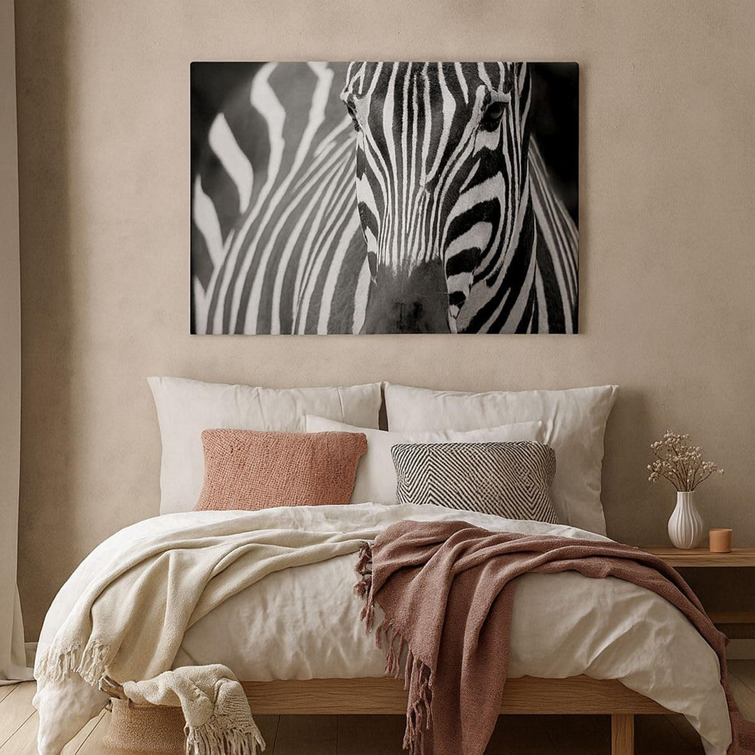 ARTTOR Bilder auf Leinwand 100x70cm Leinwandbild Tiere Zebra gestreift Gross Wanddeko Bild Schlafzim