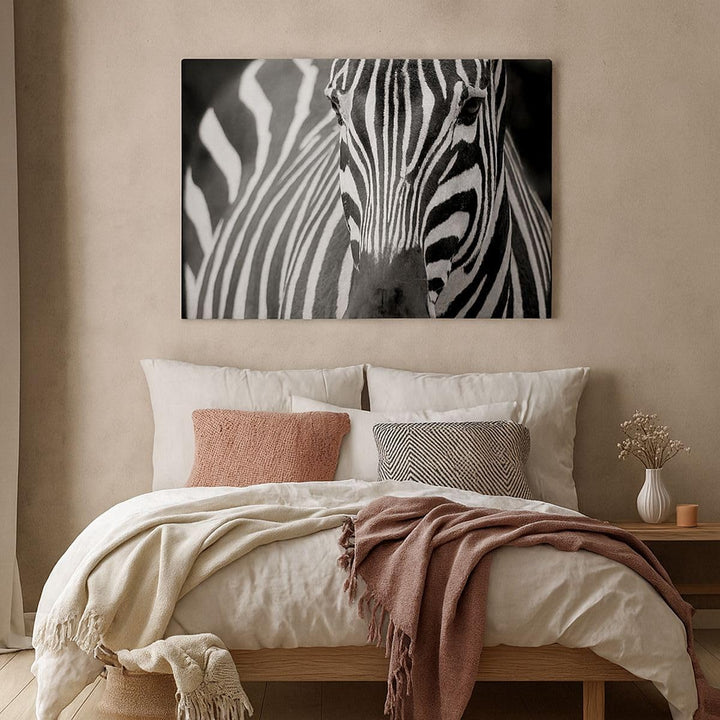 ARTTOR Bilder auf Leinwand 100x70cm Leinwandbild Tiere Zebra gestreift Gross Wanddeko Bild Schlafzim