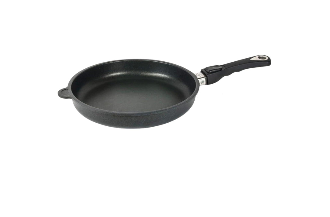 AMT Gastroguss Bratpfanne 28 cm Ø, 5 cm hoch, abnehmbarer Stiel, nicht induktionsgeeignet, Lotan® An