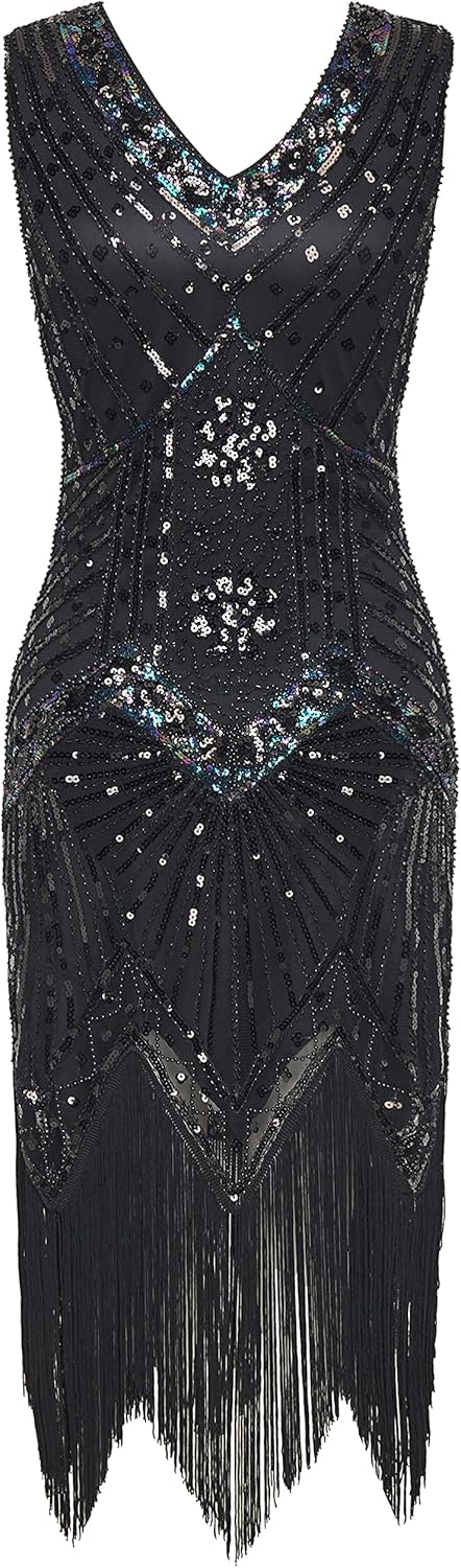BABEYOND Damen Flapper Kleider voller Pailletten Retro 1920er Party Damen Kostüm Kleid Glamourös Sch