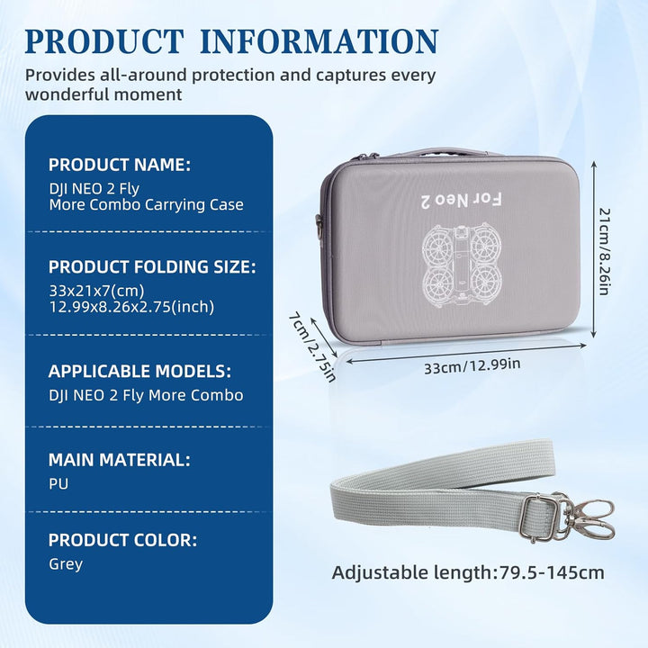 Hülle für DJI Neo 2 Fly More Combo, Aufbewahrungs Tragetasche für DJI Neo 2 Zubehör, PU Material, mi