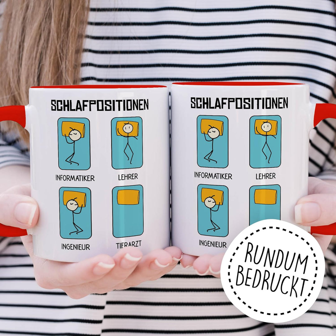 Tasse Tierarzt Geschenk Schlafpositionen Informatiker Lehrer Ingenieur Tierarzt, Kaffeetasse Berufe