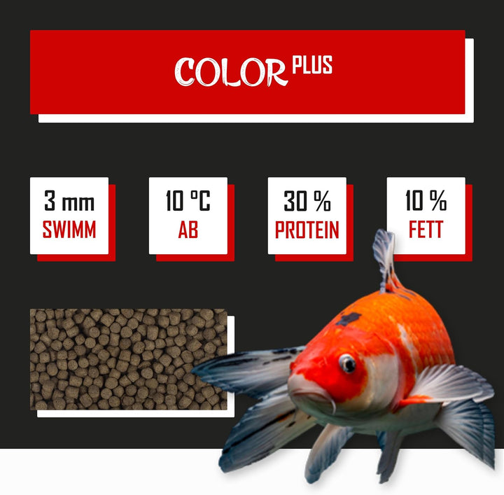 Tanoshi Koifutter - Color Plus 5 kg 3mm | Schwimmendes Allein-Koifutter für Intensive Farbentwicklun