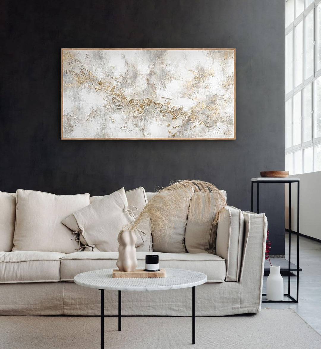 YS-Art Luxus Abstrakt Acryl Gemälde auf Leinwand Geschichte handgemalt Wandbilder Wohnzimmer modern