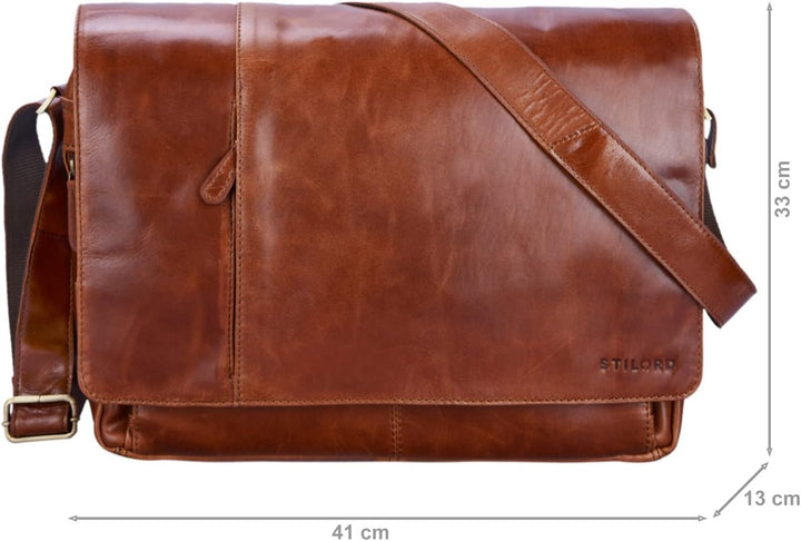 STILORD Vintage Umhängetasche Leder gross für Herren Damen 15.6 Zoll Laptoptasche Unitasche Bürotasc
