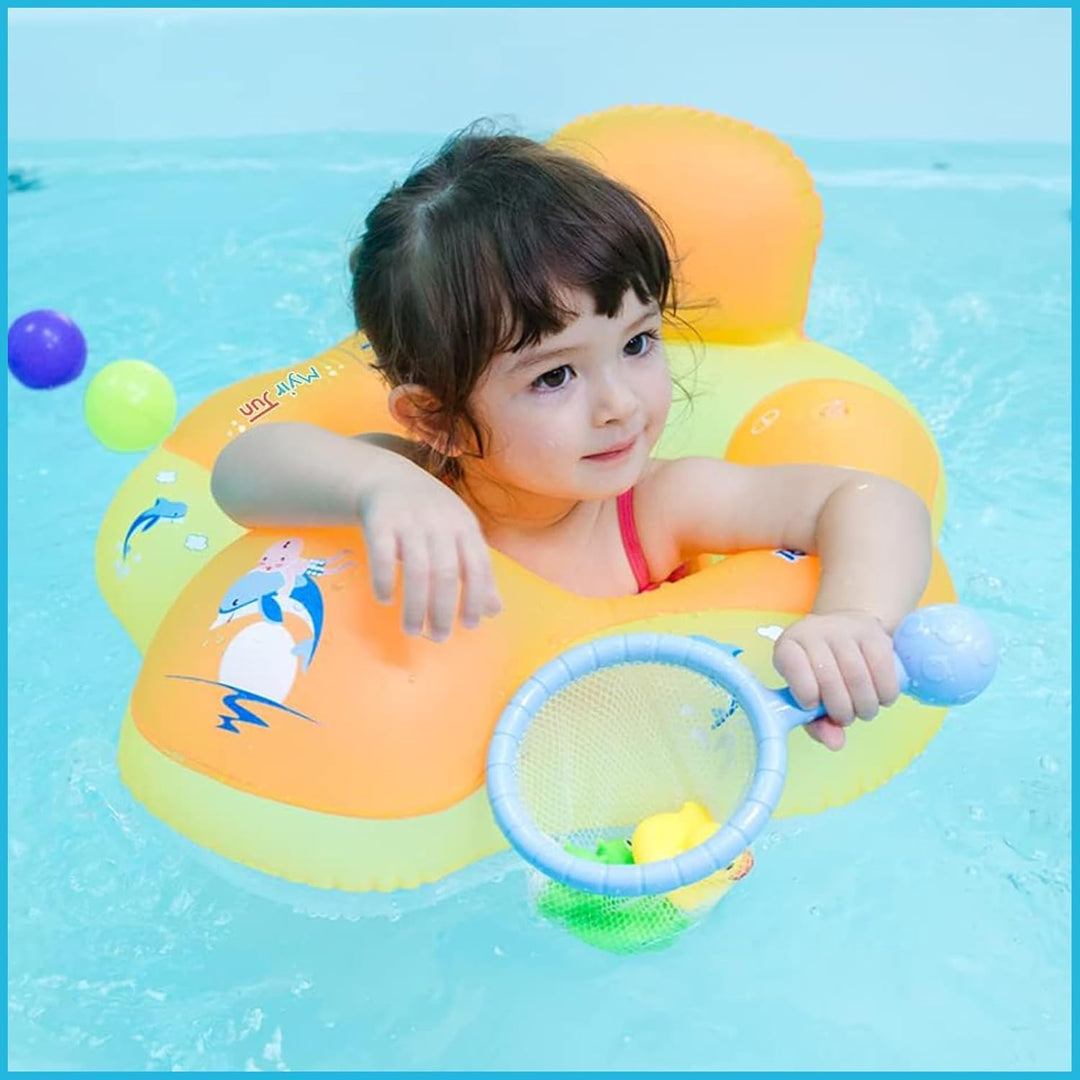 Schwimmring für Neugeborene, 3–12 Monate, Orange, aufblasbarer Baby-Pool-Schwimmring mit Sicherheits