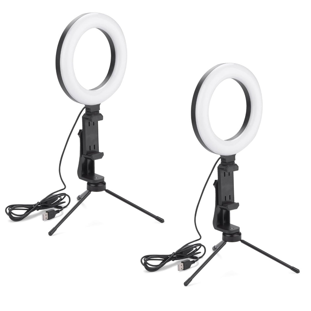 2X LED Handy Ringlicht Ø 16 cm mit Stativ und Handyhalter Dimmbar Smartphone Lampe Licht Ringleuchte
