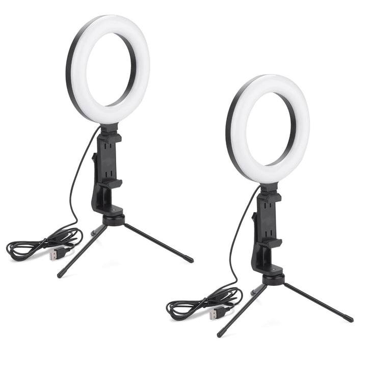 2X LED Handy Ringlicht Ø 16 cm mit Stativ und Handyhalter Dimmbar Smartphone Lampe Licht Ringleuchte
