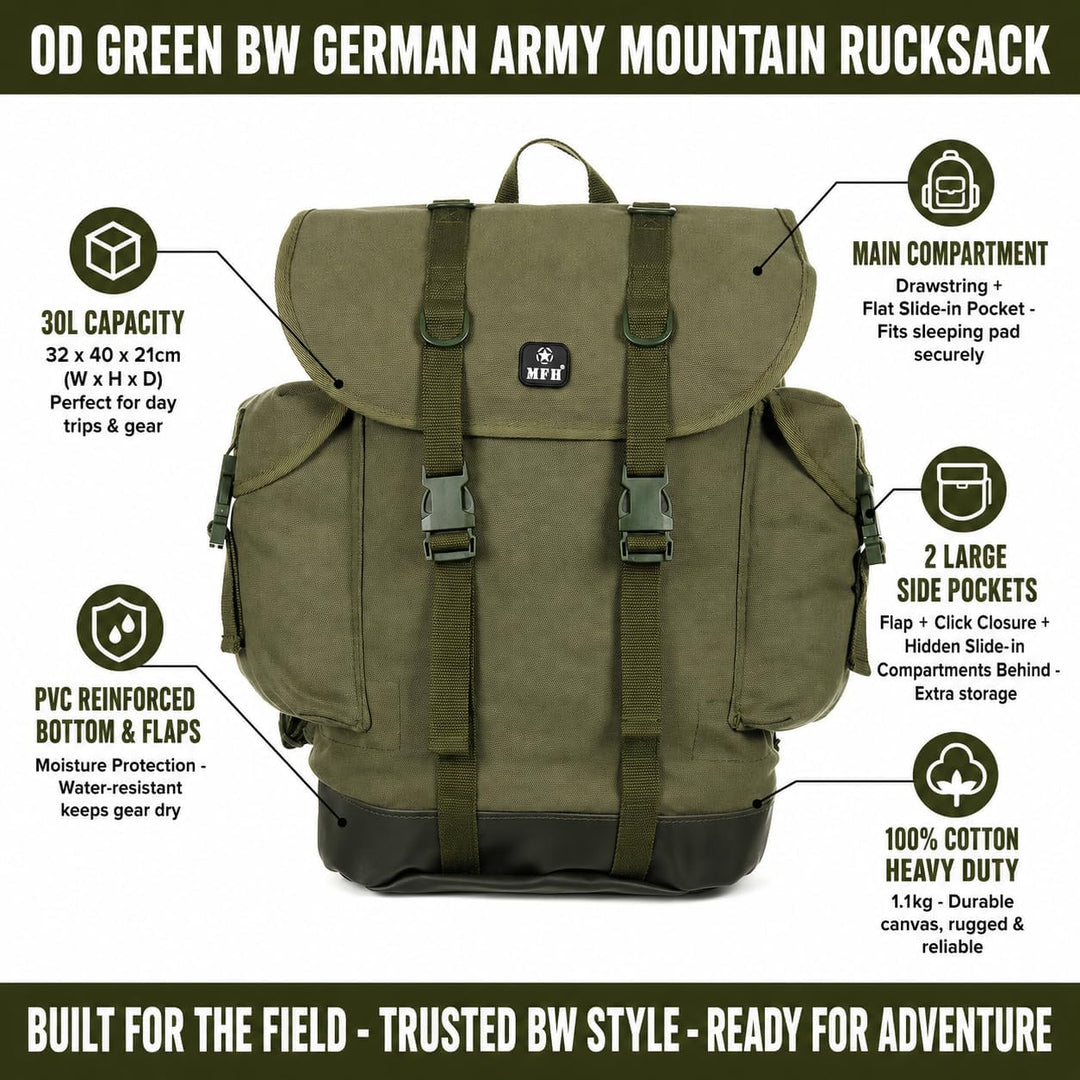 MFH Gebirgsrucksack BW Neues Mod, 30 liters Od Grün, Od Grün