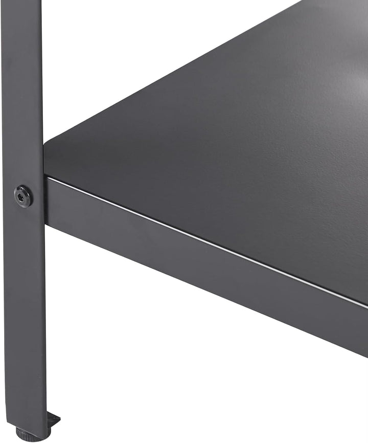 Beliani Outdoor-Kücheninsel Stahl schwarz mit Edelstahlplatte Silber schmal Vilama