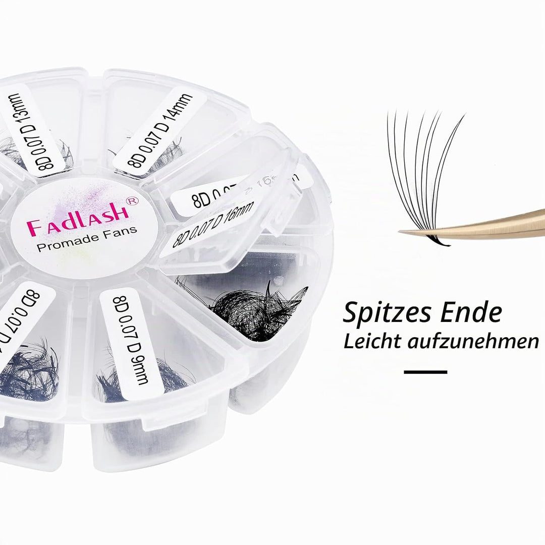 Russische Vorgefertigte 8D 0.07 D Curl 9-16mm Mixed 1000pcs Wimpern Extensions Promade Russische Fäc