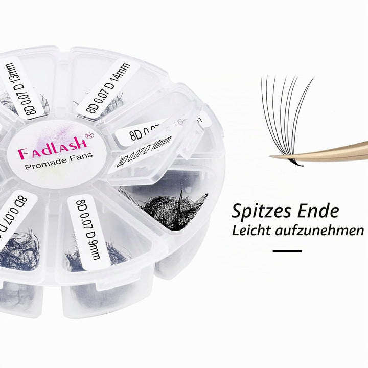 Russische Vorgefertigte 8D 0.07 D Curl 9-16mm Mixed 1000pcs Wimpern Extensions Promade Russische Fäc