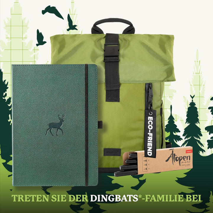 Dingbats - Wildtiere Blanko Extra Grosses Notizbuch, Grüner Hirsch, A4 - Hardcover Notizbuch - Perfo