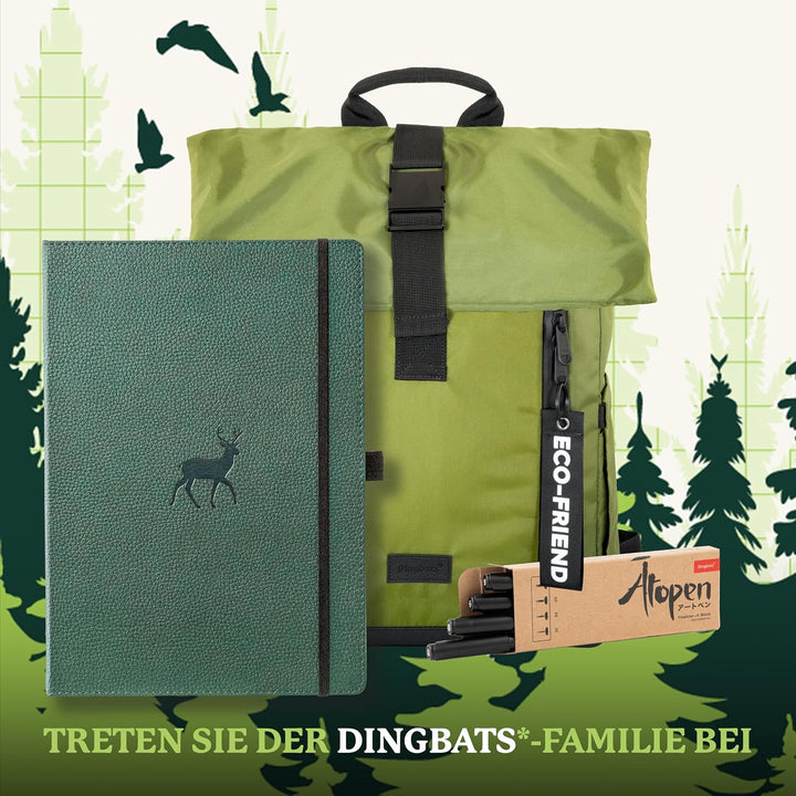 Dingbats - Wildtiere Blanko Extra Grosses Notizbuch, Grüner Hirsch, A4 - Hardcover Notizbuch - Perfo
