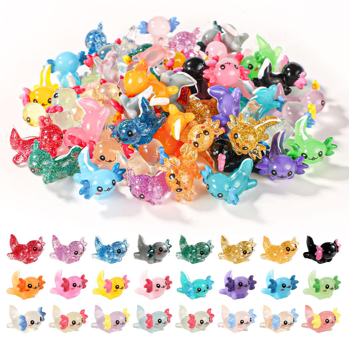 XIHIRCD 72stk Mini-Axolotl Kunstharz, 3 Stile Winzige Miniatur-Axolotl-Figuren Kleines Axolotl-Ornam