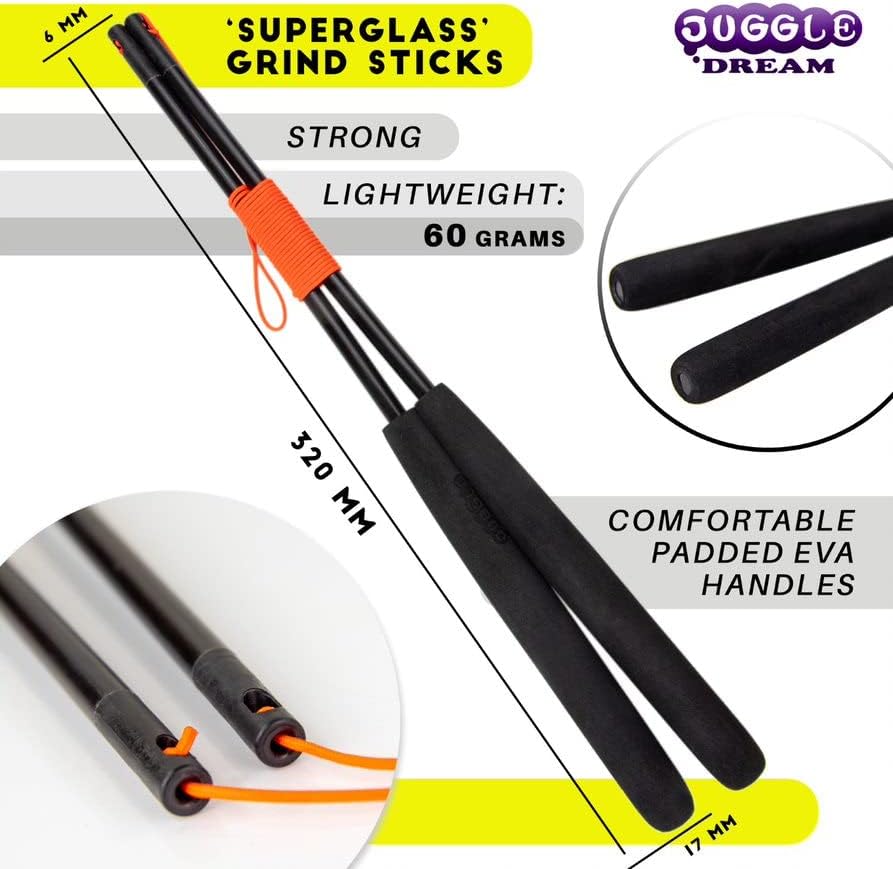 Juggle Dream Jester Diabolo Jonglierset – Fester Achse Profi-Diabolo mit Superglass-Handstäben, Onli
