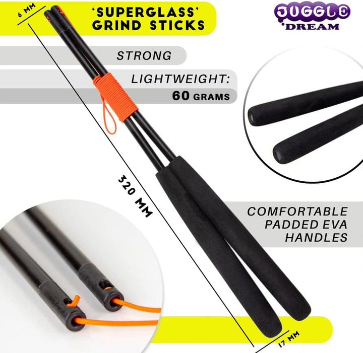Juggle Dream Jester Diabolo Jonglierset – Fester Achse Profi-Diabolo mit Superglass-Handstäben, Onli