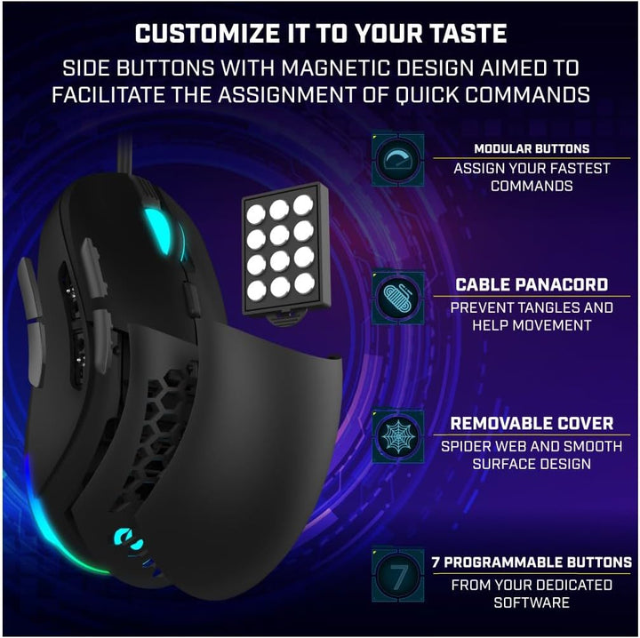 Newskill Arakne Tournament Ratón Gaming RGB 16000DPI, Tournament