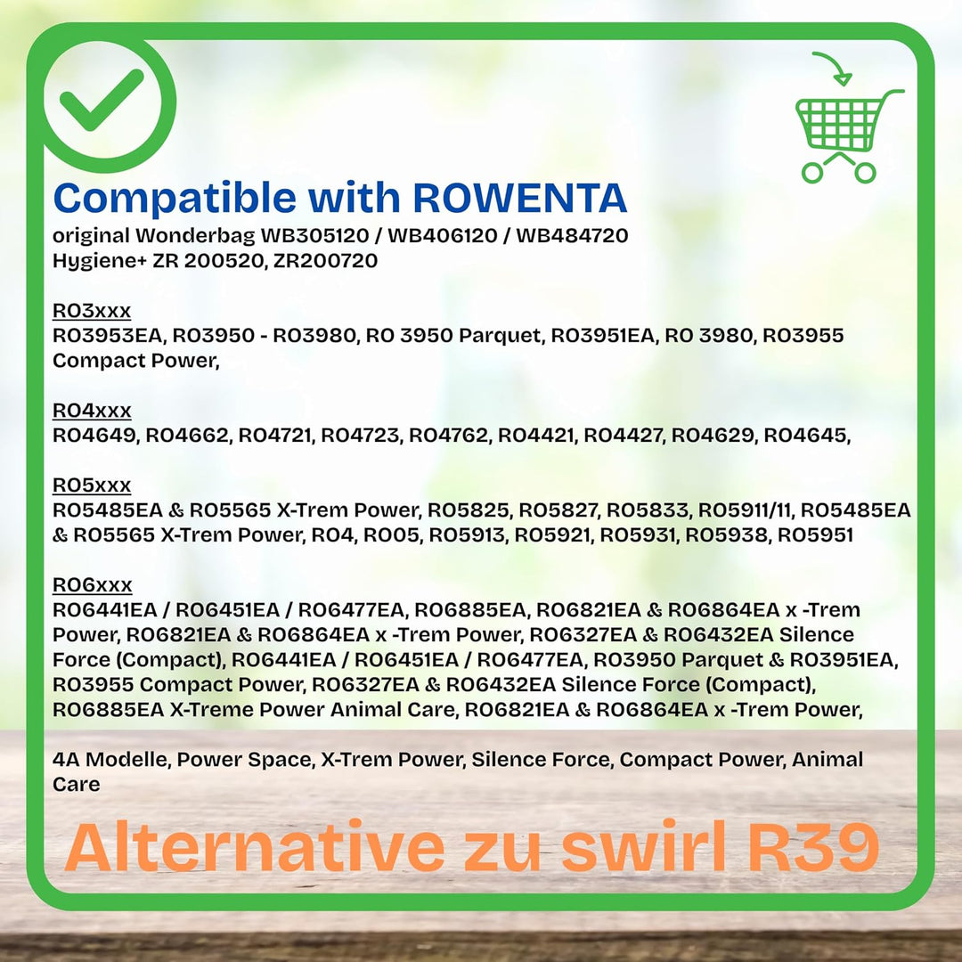 20 Staubsaugerbeutel alternativ für Rowenta Wonderbag Compact WB305120, Wonderbag universal WB406120