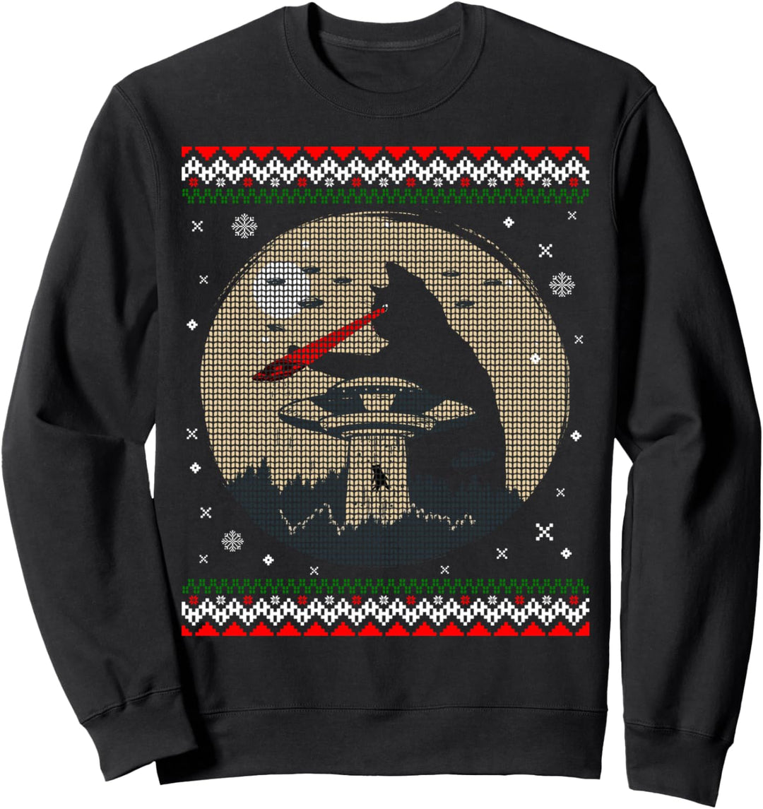 Lustiges Katzen-Laserauge Raumschiff UFO Alien Ugly Christmas Sweatshirt