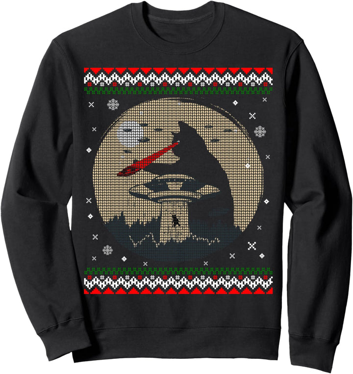 Lustiges Katzen-Laserauge Raumschiff UFO Alien Ugly Christmas Sweatshirt