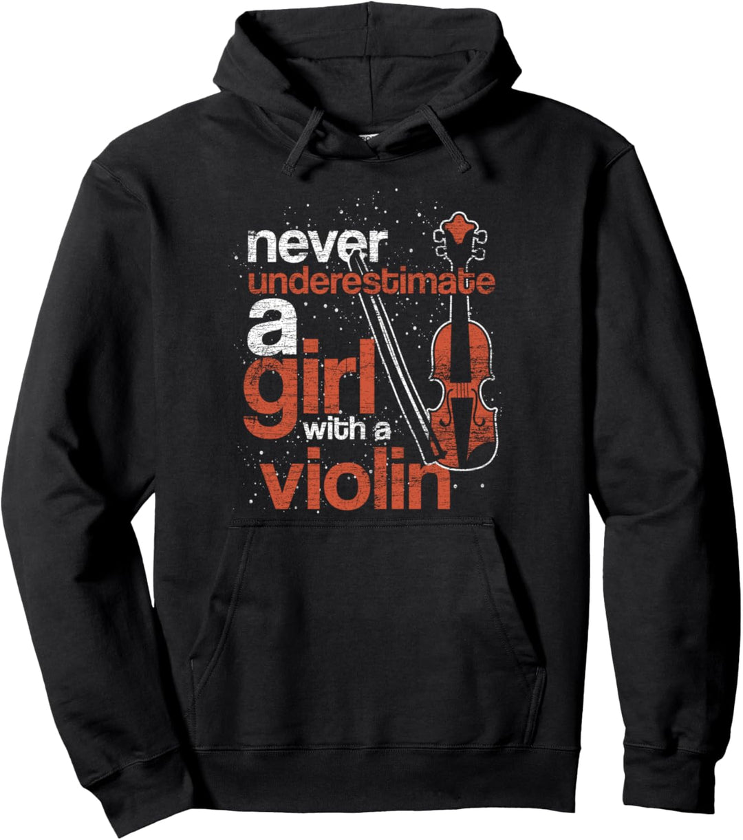 Unterschätze niemals ein Mädchen mit einer Violine Pullover Hoodie