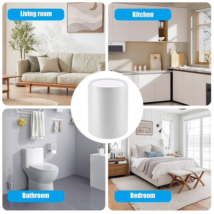 Mülleimer Bad Weiss 8L, BPA-frei Kosmetikeimer Weiss, Kunststoff Kosmetikmülleimer Schwingdeckel, Ro