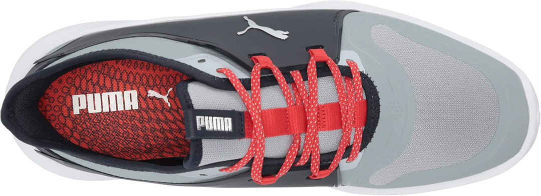 PUMA Herren Ignite FASTEN8 Golfschuh, Quarry Silver-Navy Blazer, 41 EU